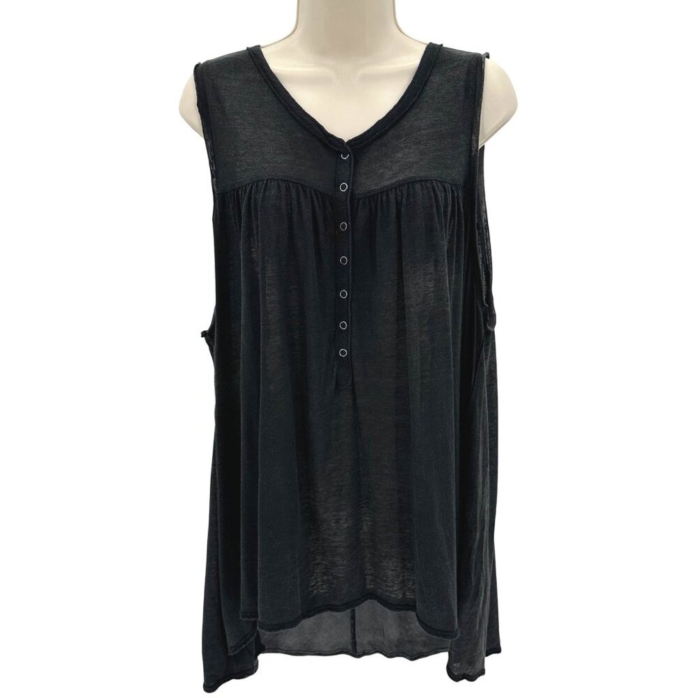 We The Free Womens Slouchy Black High Low Sleeveless Top M